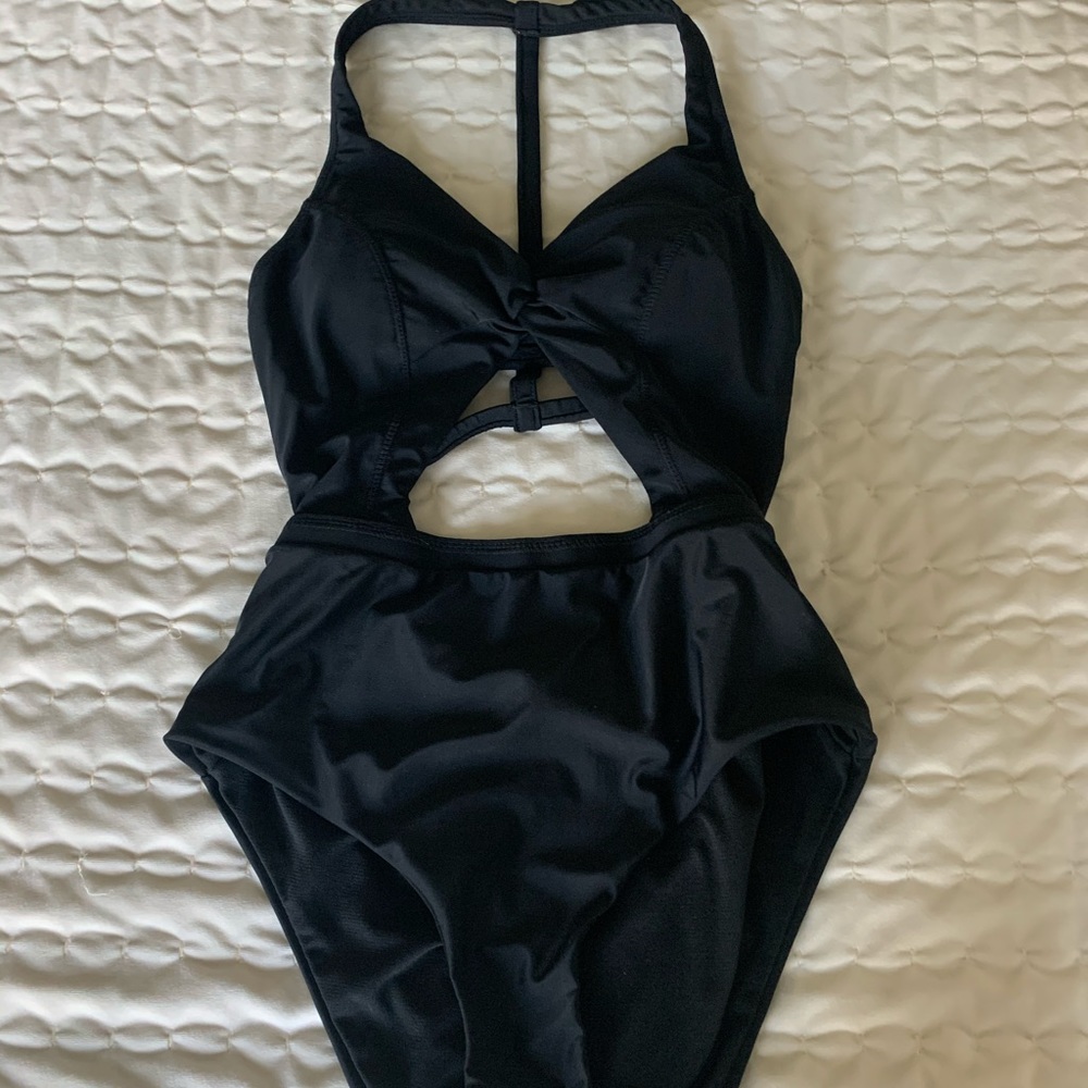 Black Cut Out One Piece Swimsuit - Small